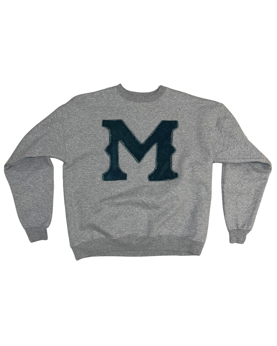 "M" - Distressed Embroidery Crew Neck (Sample)