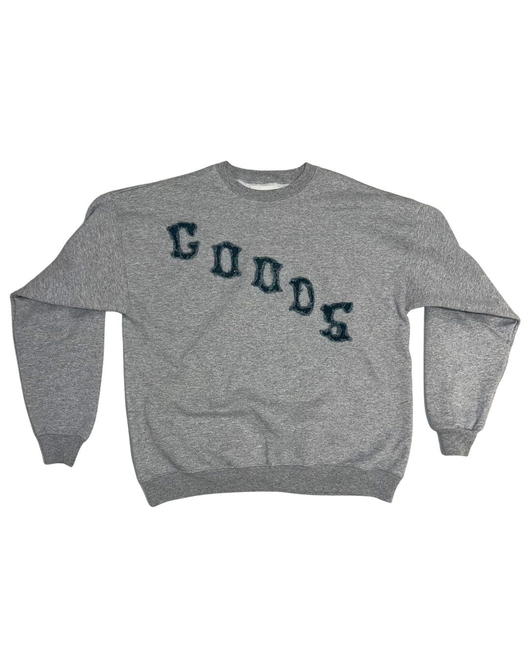 "Goods" - Distressed Embroidery Crew Neck (Sample)