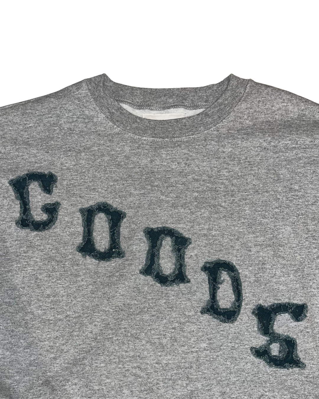"Goods" - Distressed Embroidery Crew Neck (Sample)