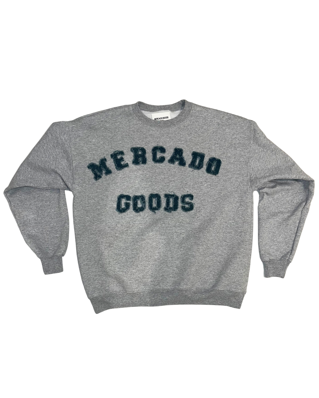 "Mercado Goods"- Distressed Embroidery Crew Neck (Sample)